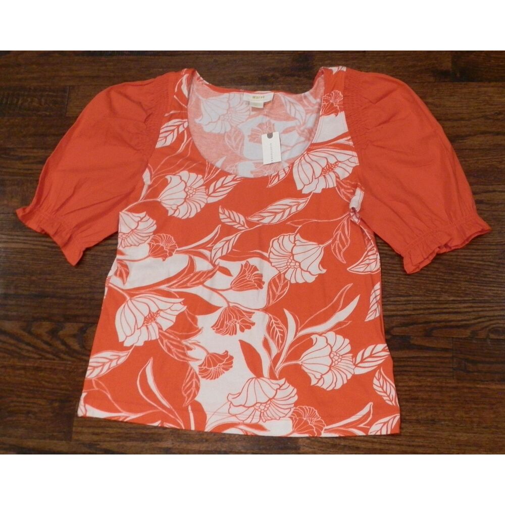 NWT Anthropologie Pink Rose Maeve Puff-Sleeve Top Womens Size Small